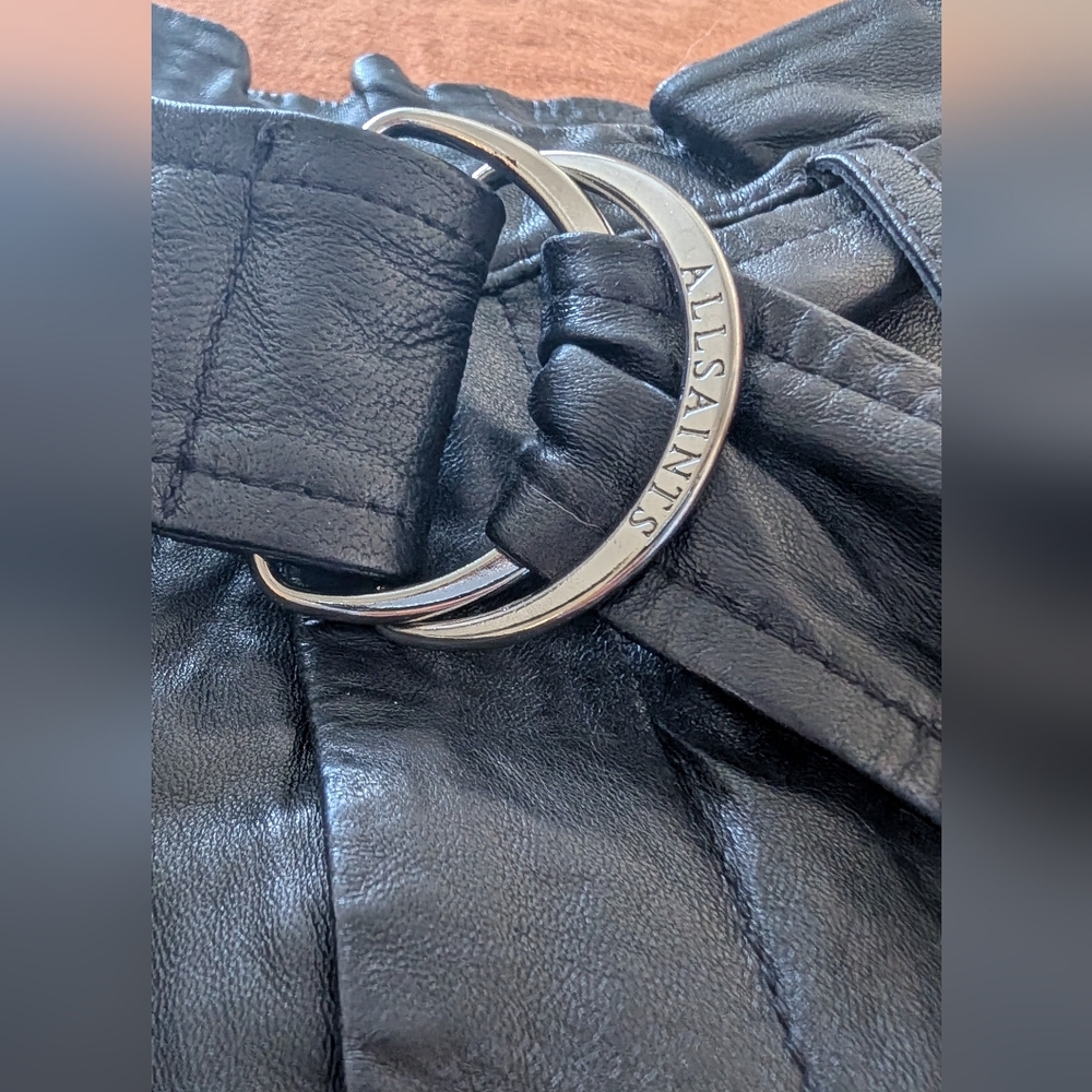NEW All Saints Real Leather Shorts with Belt - Picture 2 of 10